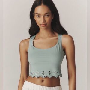 NWT Anthropologie Seamless Laser-cut Tank - sz L - Turquoise